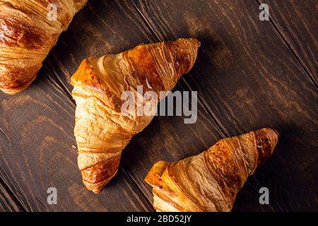 Freshly baked sweet croissants Stock Photo
