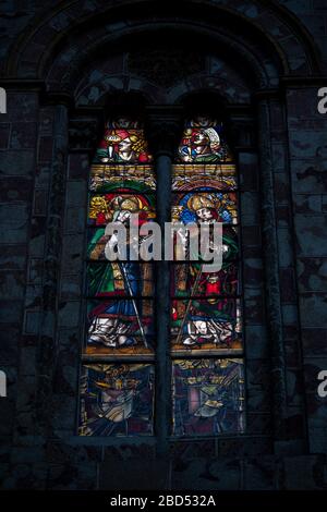 Stained glass window of Saints, Cathedral of the Saviour, Ávila, Castile and León, Spain, Europe Stock Photo