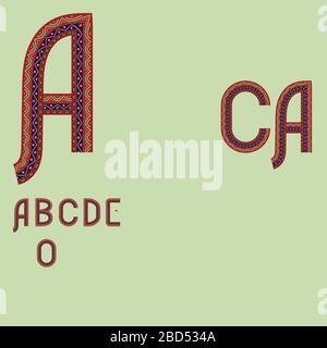 African ethnic font. Letters abc type set vector illustration Stock Vector