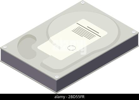 Hard disk icon. Isometric of hard disk vector icon for web design isolated on white background Stock Vector