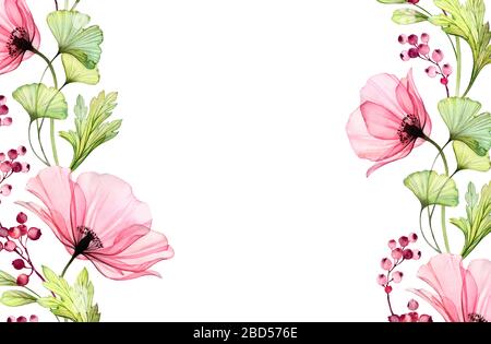 Watercolor floral banner. Horizontal stripe with place for text. Abstract  background for logo. Isolated hand drawn illustration with blue purple  Stock Photo - Alamy