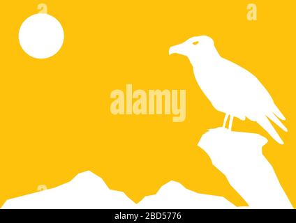 Silhouette of a standing eagle with a moody sky Stock Vector