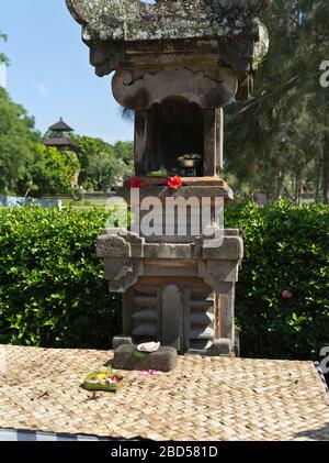 dh Pura Taman Ayun Royal Temple BALI INDONESIA Balinese traditional temples offerings to gods shrine offering hindu ritual food gifts offers Stock Photo