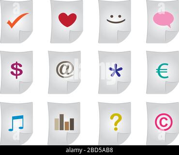 Vector illustration of a set of Documents with icons Stock Vector