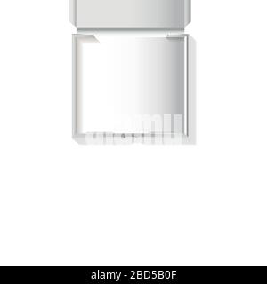 Open white cardboard pizza box top view. Pizza delivery. Mock up pizza container Stock Vector