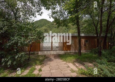 entrance, Furniture House Villa by Japanese architect Shigeru Ban, Commune by the Great Wall , Yanqing District, China Stock Photo