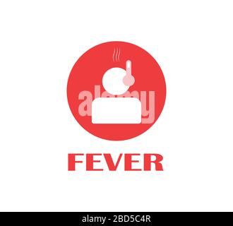 Symptom of a viral disease - coronavirus, high fever - flat vector icon isolated Stock Vector