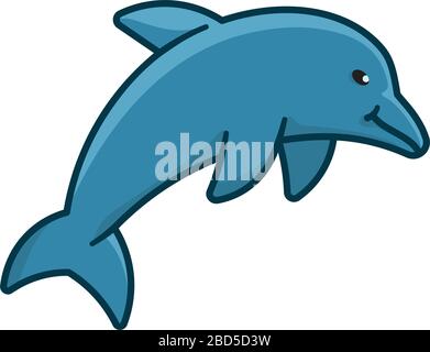 Dolphin isolated vector illustration for Dolphin Day on April 14th. Aquatic mammal color symbol. Stock Vector