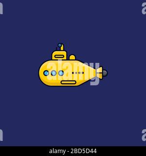 Yellow submarine vessel vector illustration for Submarine Day on April 11th. Stock Vector