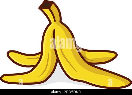 Banana skin isolated vector illustration for Banana Day on April 15th. Slapstick comedy color symbol. Stock Vector