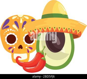 Isolated mexican hat avocado and chillis vector design Stock Vector ...