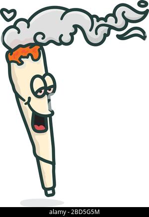 Happy stoned burning joint cartoon character vector illustration for ...
