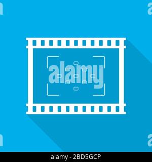 Film icon in flat design. Vector illustration. Movie icon, isolated. Play Video icon Stock Vector