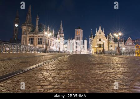 Ghent. Image of Ghent, Belgium during twilight Stock Photo