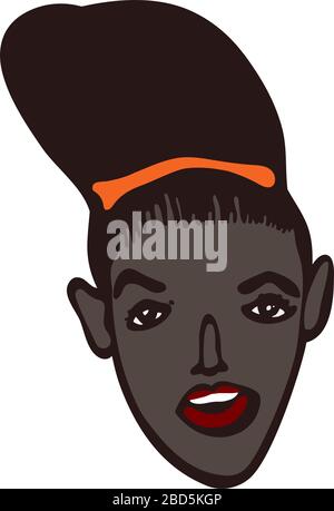 African female portrait. Modern minimalist linear illustration. Crisp art. Woman vivid face. The idea of equality of nationalities on planet Earth Stock Vector