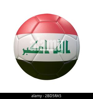 Soccer ball in flag colors isolated on white background. Iraq. 3D image Stock Photo