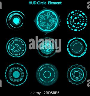 Set of hud circle elements,Futuristic Sci Fi Modern User Interface Set ...