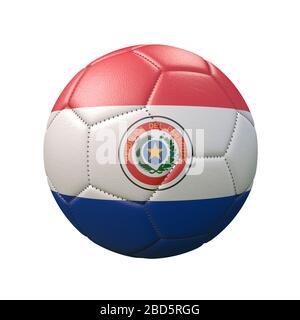 Soccer ball in flag colors isolated on white background. Paraguay. 3D image Stock Photo