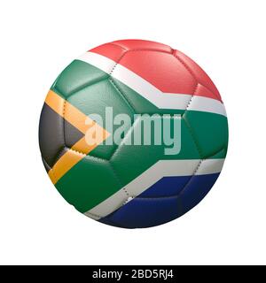 Soccer ball in flag colors isolated on white background. South Africa. 3D image Stock Photo