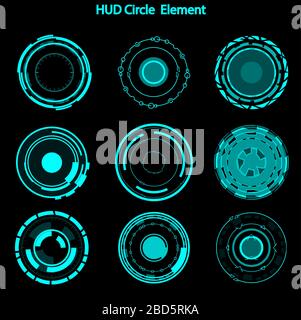 Set of hud circle elements,Futuristic Sci Fi Modern User Interface Set.hud circle elements,head up display,hud elements Stock Photo