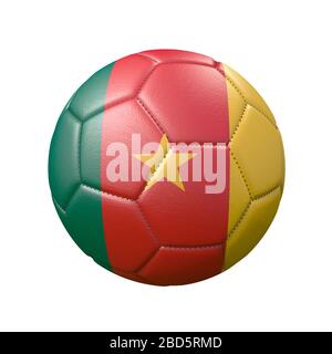 Soccer ball in flag colors isolated on white background. Cameroon. 3D image Stock Photo