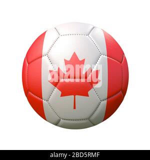 Soccer ball in flag colors isolated on white background. Canada. 3D image Stock Photo