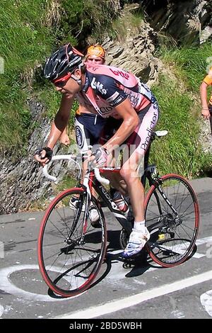 Cadel Evans of Predictor - Lotto during the Tour de France,Orthez - Gourette - Col d'Aubisque 218.5km on July 25, 2007 in Gourette  Laurent Lairys / DPPI Stock Photo