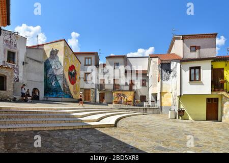 Colorful houses in a country of artists in Italy Stock Photo