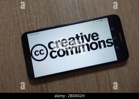 Creative Commons logo displayed on smartphone Stock Photo