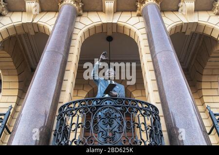 Cape Town South Africa: Nelson Mandela statue at the Cape Town City Hall. Stock Photo