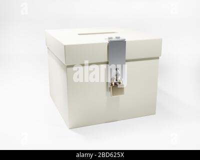Ballot box with padlock, 3D rendering isolated on white background ...