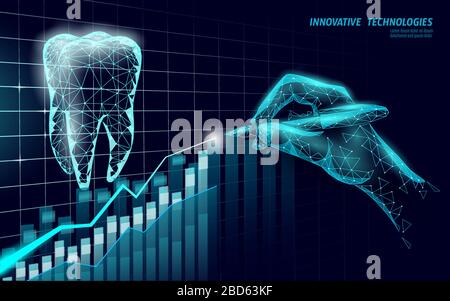 Medical healthy human tooth 3d. Medicine model low poly. Doctor online concept. Medical consultation app. Web healthcare dentist stomatologist modern Stock Vector