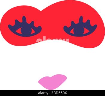 Heart is looking straightforward. Big eyes with eyelashes and pink lips. Two parts of one heart. Vector illustration Stock Vector