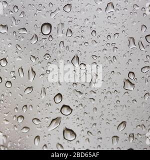 Texture of raindrops running down the glass Stock Photo