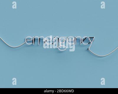 emergency neon sign over blue background with emergency word in off - 3d rendering concept Stock Photo