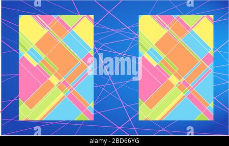 Traditional art box are on digital blue background Stock Vector
