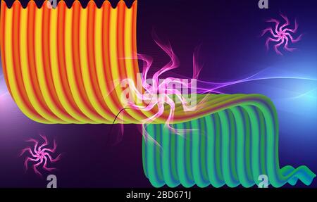 abstract art and floral design on dark waves background Stock Vector