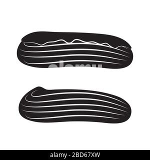 Custard cake icon is a black silhouette on a white isolated background. Vector image Stock Vector
