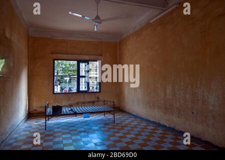 Phnom Penh, Cambodia, Asia: cell for torture in Tuol Sleng prison Stock Photo