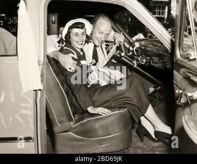 Vintage couple just married 1950 Stock Photo