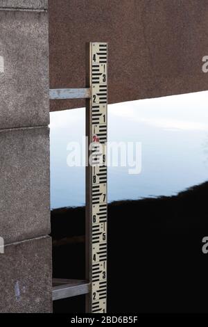 Staff Gauge Water Level Measuring Pole Stock Photo