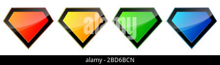 Diamond icons set. Bright glossy diamonds isolated. Vector illustration. Crystal vector icons. Gem stone. Stock Vector