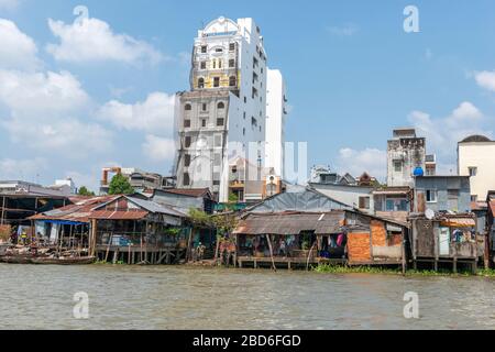 Waterside at Cai Rang Town, Chau Thanh District, South Vietnam Stock Photo