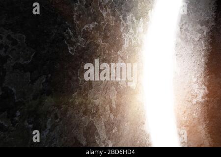 Bright Light Coming from the Empty Tomb of the Resurrected Jesus Christ Stock Photo