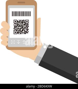 QR code payment, smartphone payment vector illustration (hand-held) Stock Vector