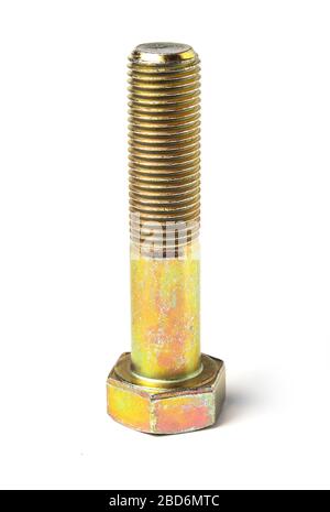 Steel hex bolt on zinc coated galvanised sheet metal with spangle ...