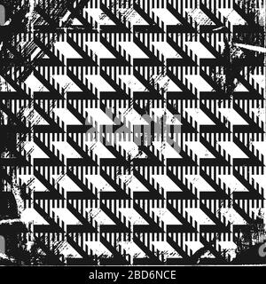 Grunge abstract pattern, geometric optical illusion. Square black and white backdrop. Stock Vector