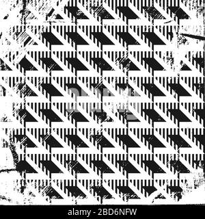 Grunge abstract pattern, geometric optical illusion. Square black and white backdrop. Stock Vector