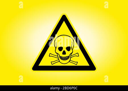 View of a poison warning symbol on a yellow background. Stock Photo