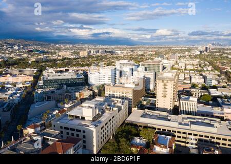 Aerial views of downtown Beverly Hills business district, California Stock Photo